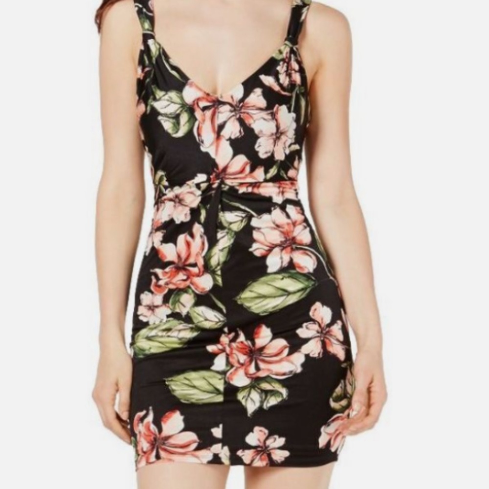 Guess Floral Ruched Bodcon Dress